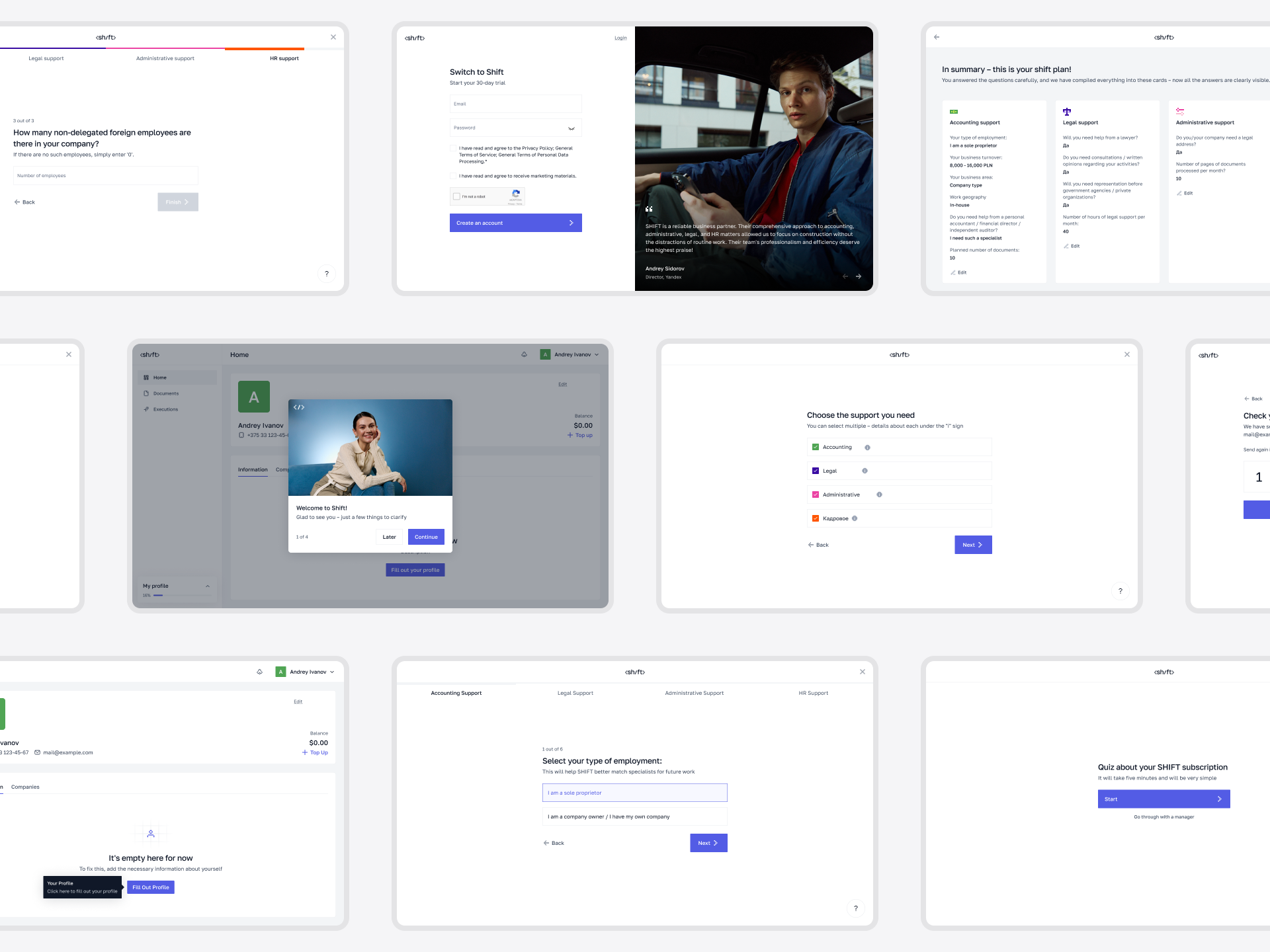 SHIFT App — Dashboard
